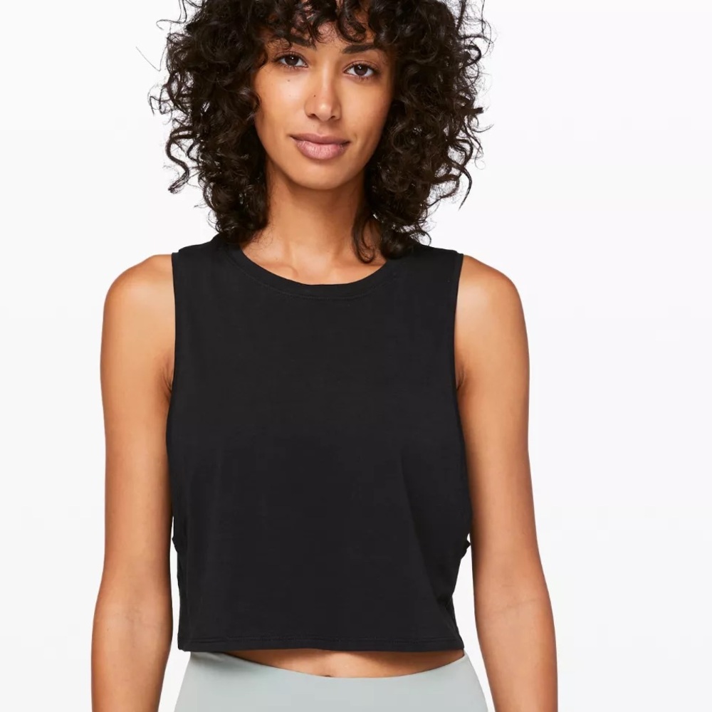 Lululemon muscle love crop tank top cotton size small 6 black